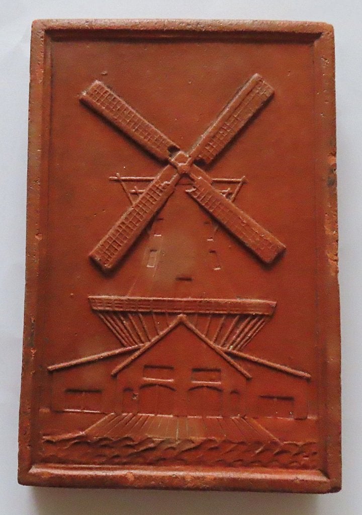 Uit inboedel: Antieke haardsteen met windmolen ca 1880, Verzenden