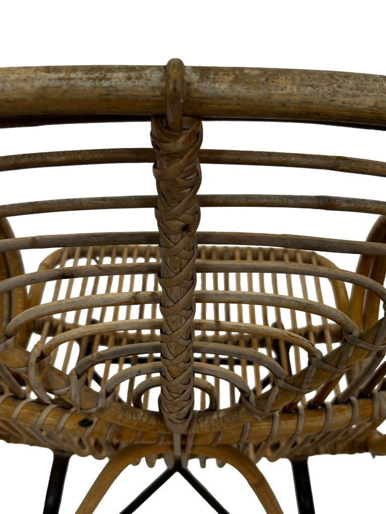 Vintage Rotan Stoel Dirk Van Sliedregt Rohe Noordwolde 1960, Huis en Inrichting, Stoelen, Ophalen, Vintage rotan, Gebruikt, Bruin