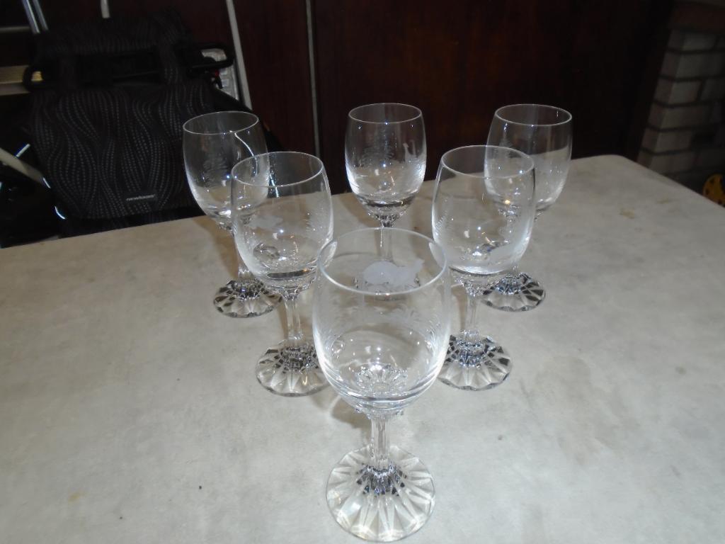 Set van 6 Kristallen wijnglazen met grafeerwerk, Verzamelen, Glas en Borrelglaasjes, Ophalen of Verzenden, Nieuw, Overige typen