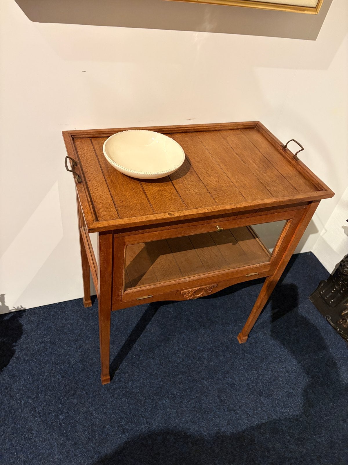 Oud Hollands Eiken Theekastje met Glas, Ophalen of Verzenden