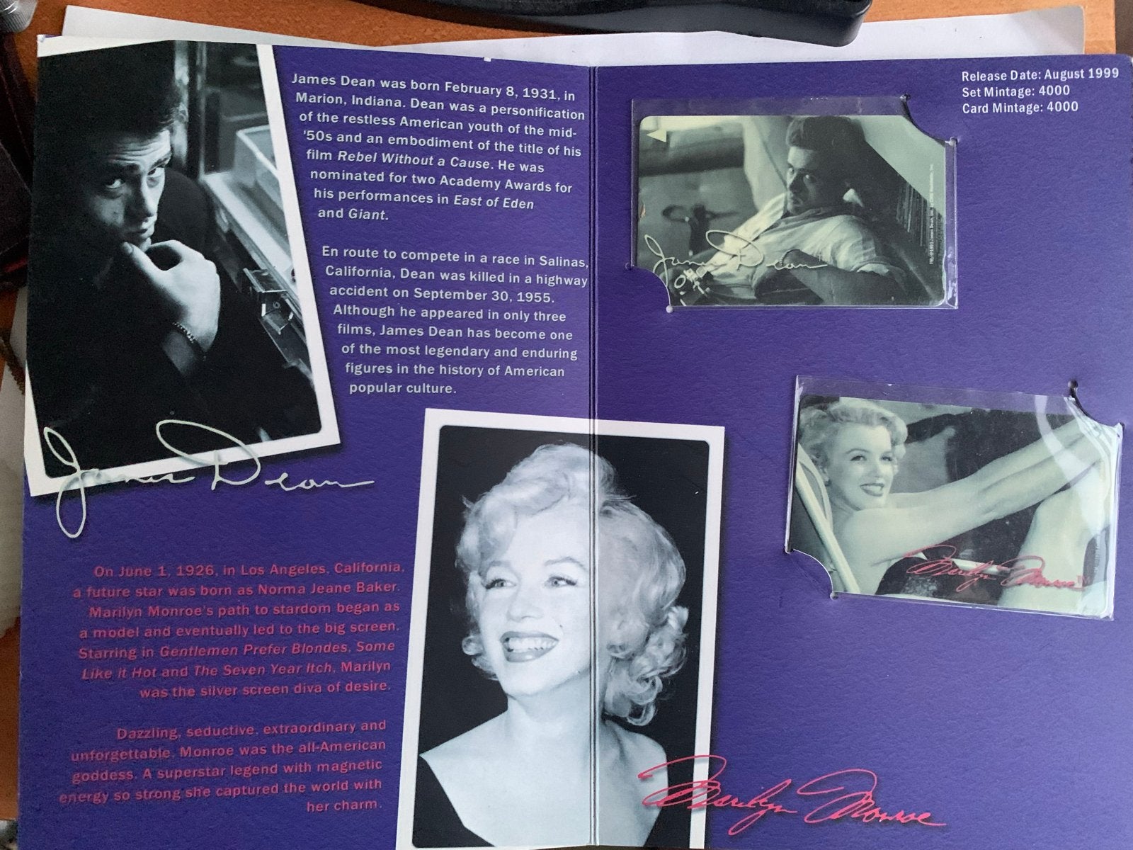 Marilyn Monroe & James Dean Telefoonkaarten Collectors Editi, Ophalen of Verzenden