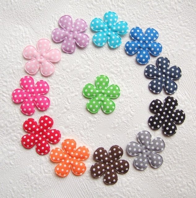OPRUIMING ~ Katoenen bloem met stippen ~ 3,5 cm, -, -, Overige typen, Nieuw