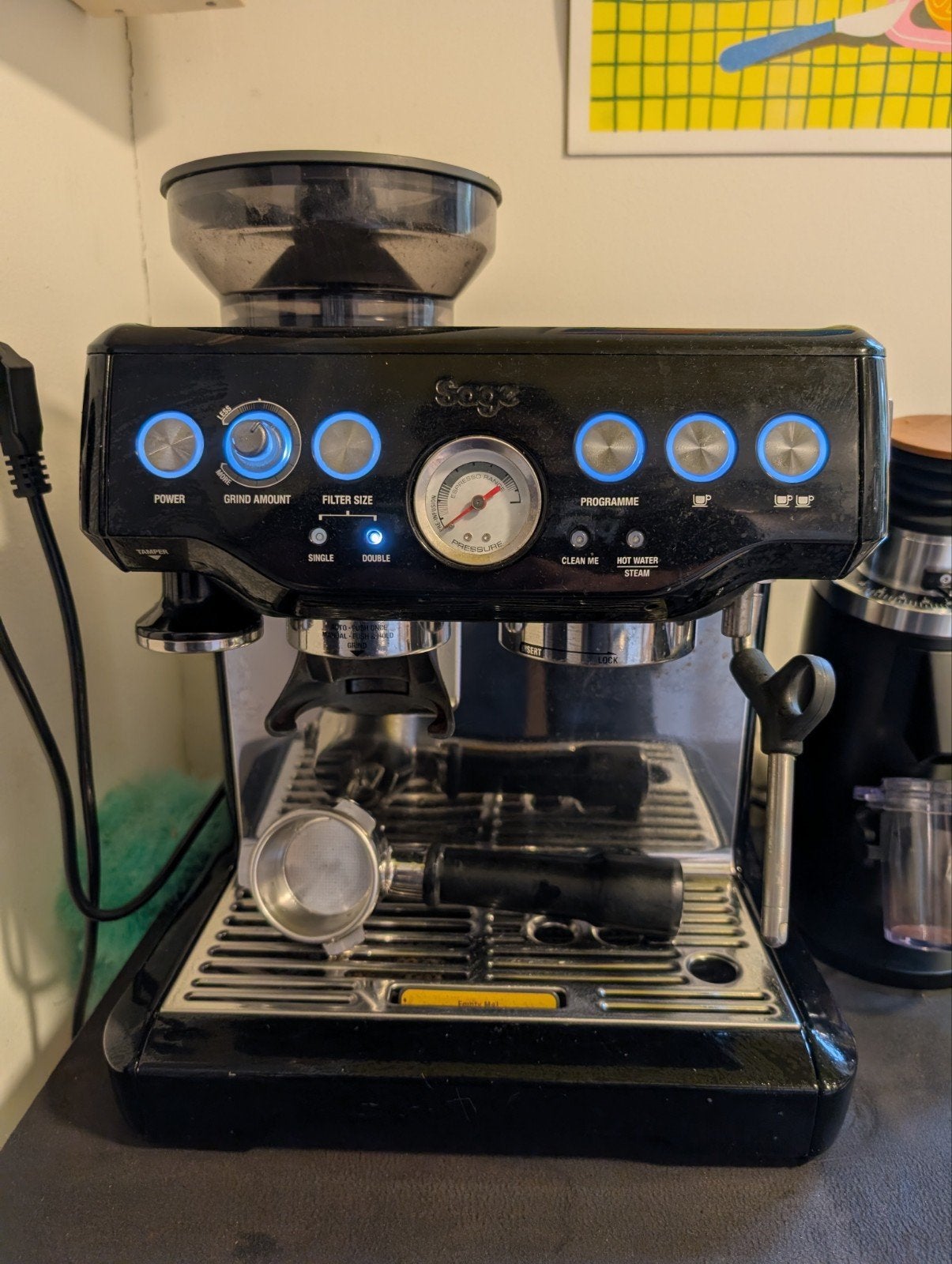 Sage Express Espressomachine, Gebruikt, Espresso apparaat, 2 tot 4 kopjes, Afneembaar waterreservoir