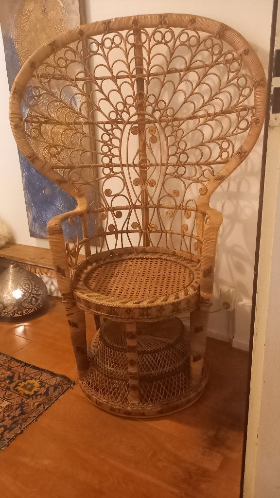 Prachtige grote, bohemian pauwstoel., Ophalen