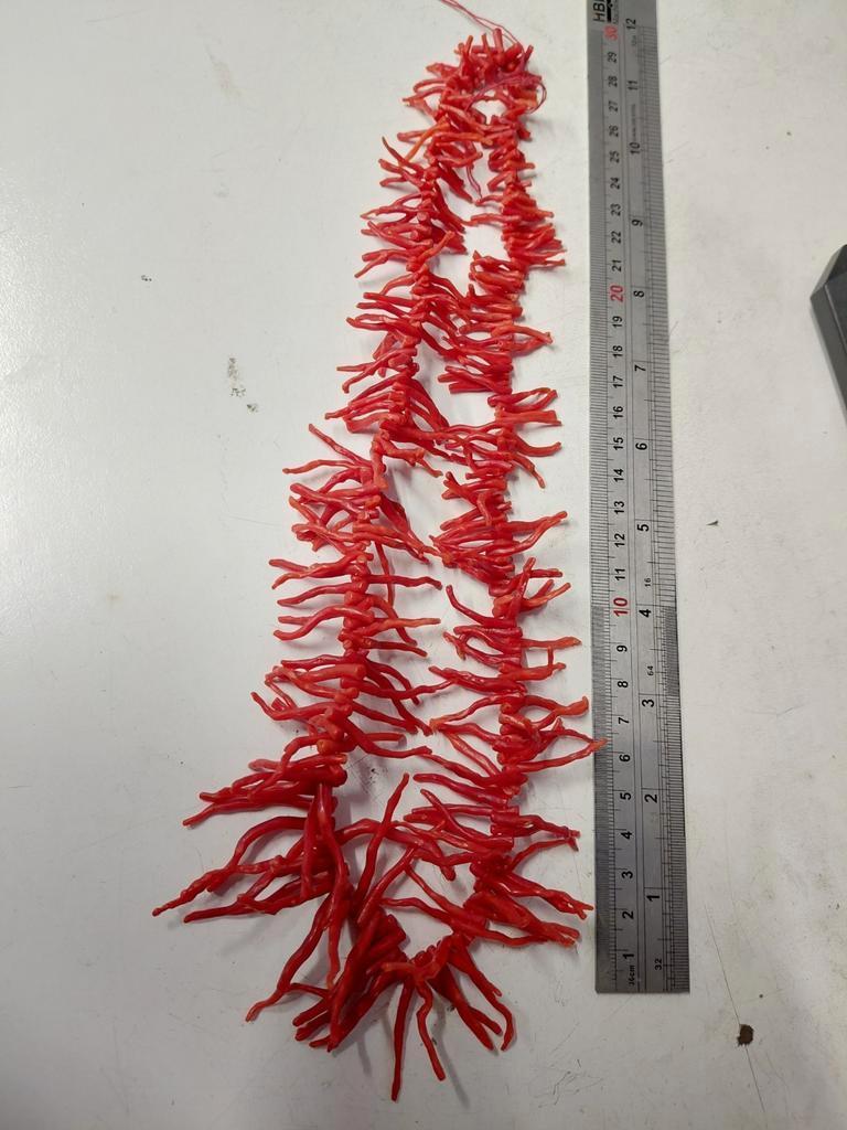 Antieke hand geslepen en gepolijste koral ketting, Ophalen of Verzenden