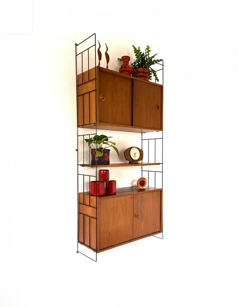 Vintage modulair wandsysteem, WHB Germany ‘60, Teakhout, Met deur(en), Ophalen of Verzenden, Zo goed als nieuw
