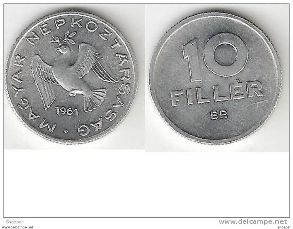 hungary 10 filler 1961 km 547 bu catalog val bu /ms65 = 15 $, Verzenden, Hongarije, Losse munt