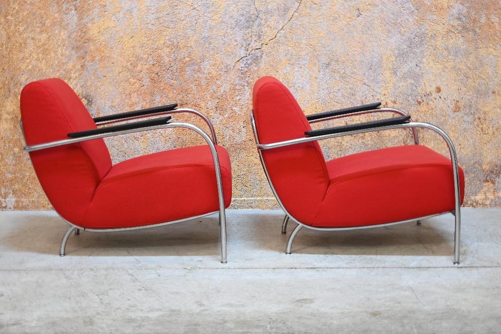 ZGANieuw! 1 rode stoffen Harvink Columbus design fauteuil, Huis en Inrichting, Fauteuils, Harvink, Harvink, 75 tot 100 cm, Ophalen of Verzenden