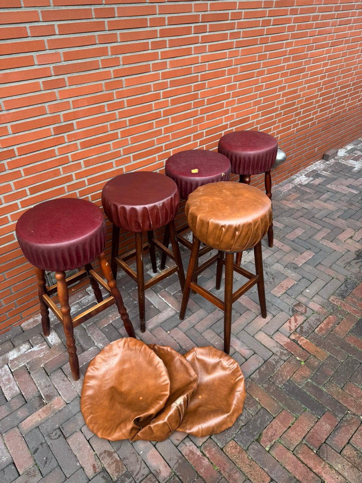 5 bar krukken | Mancafe - kroeg - keet - bar |, Ophalen, Met voetsteun, 60 tot 90 cm, Hout