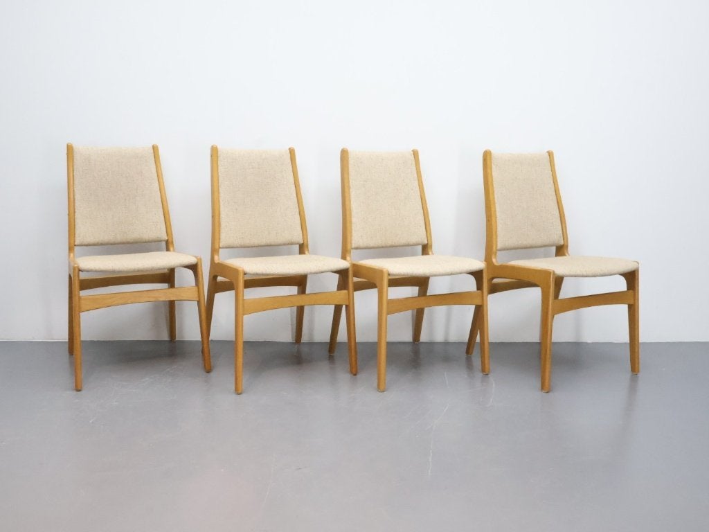 Set van 4 vintage Deense eetkamerstoelen natureltinten, Ophalen, Gebruikt, Bruin, Vier