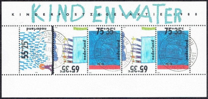 Nederland 1988, kinderzegels, velletje., Postzegels en Munten, Verzenden, Na 1940, Gestempeld