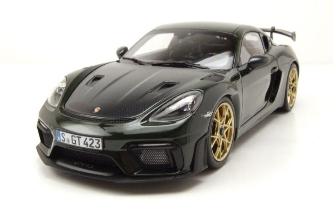 1:18 Porsche Cayman GT4 RS 2023 Donkergroen metallic Norev, Hobby en Vrije tijd, Ophalen of Verzenden, Nieuw, Auto, Norev