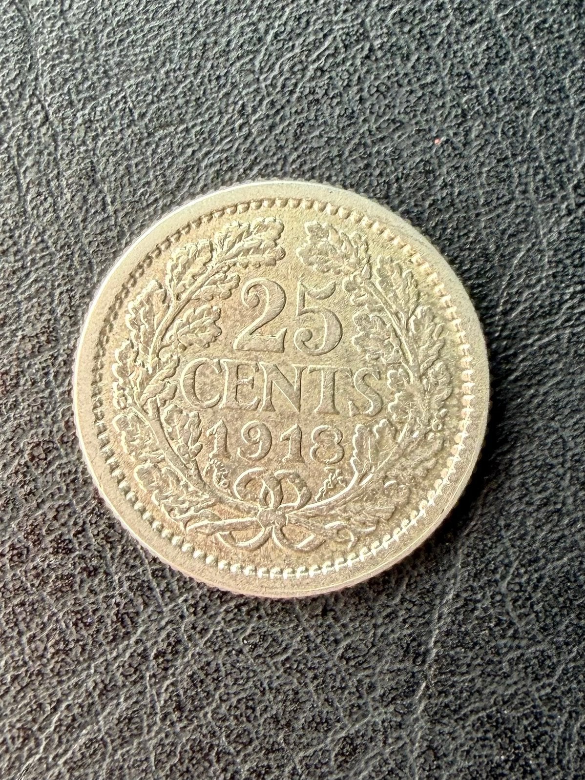 25 cent Nederland 1918 - Wilhelmina, Postzegels en Munten, Munten | Nederland, Zilver, 25 cent, Ophalen of Verzenden, Koningin Wilhelmina