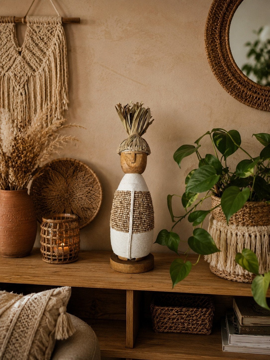 Namji Kauri Standbeeld - Houten Decoratie 40cm, Huis en Inrichting, Boho, Nieuw, Ophalen of Verzenden, Natuurlijk materiaal