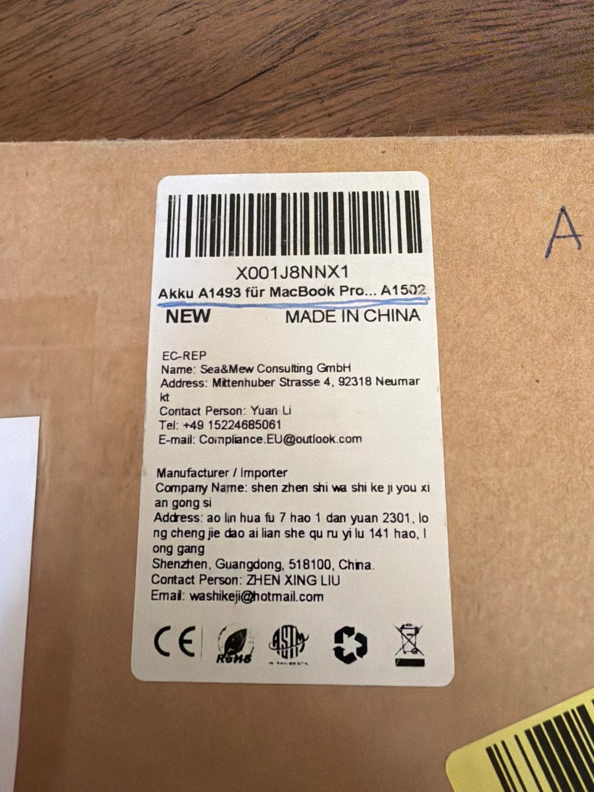 Nieuwe accu A1493 voor MacBook Pro A1502 met gereedschap, Ophalen of Verzenden, Nieuw