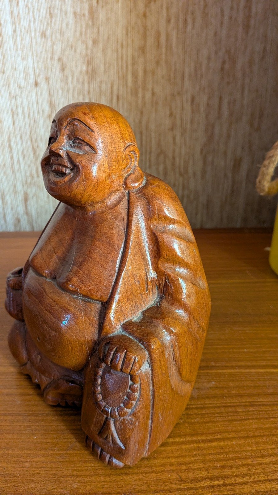 Houten Dikbuik Boeddha Beeldje - Geluk en Voorspoed, Ophalen, Zo goed als nieuw, Hout, Houtsnijwerk