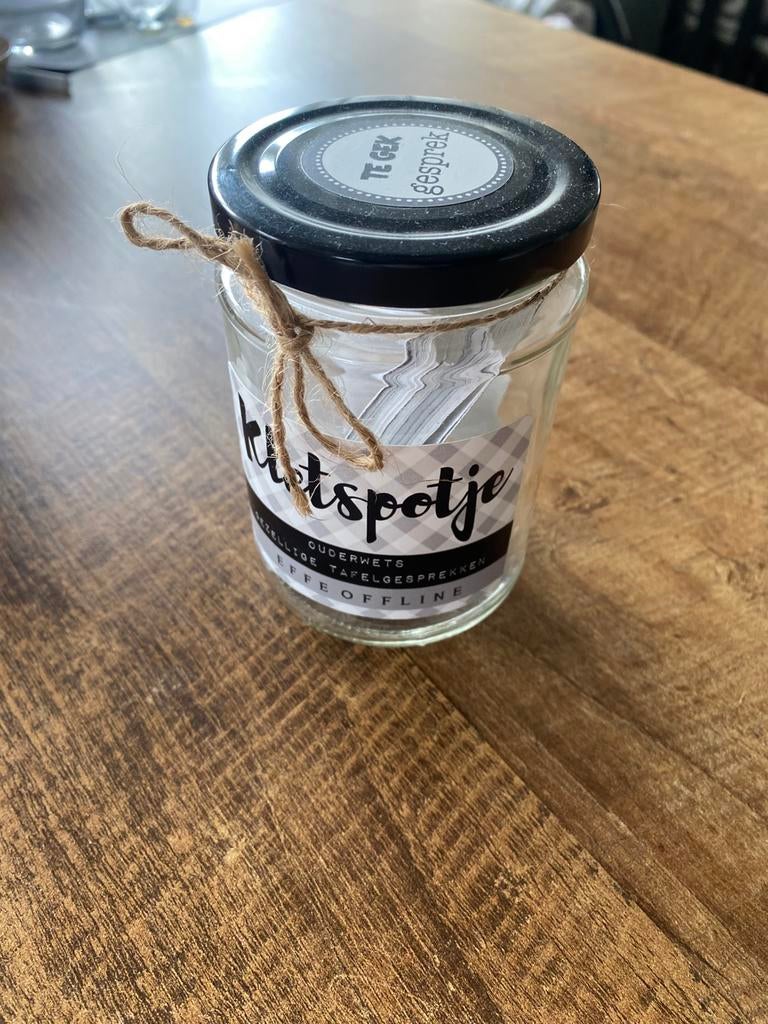Kletspot - spelletje - pot, Ophalen of Verzenden, Zo goed als nieuw, Overige materialen, Pot, Bus of Blik