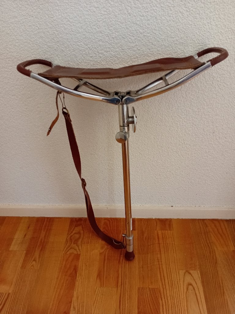Zitstok - Wandelstok - Aluminium met Leren Zit., Diversen, Wandelstokken, Ophalen, Verstelbaar, Zo goed als nieuw