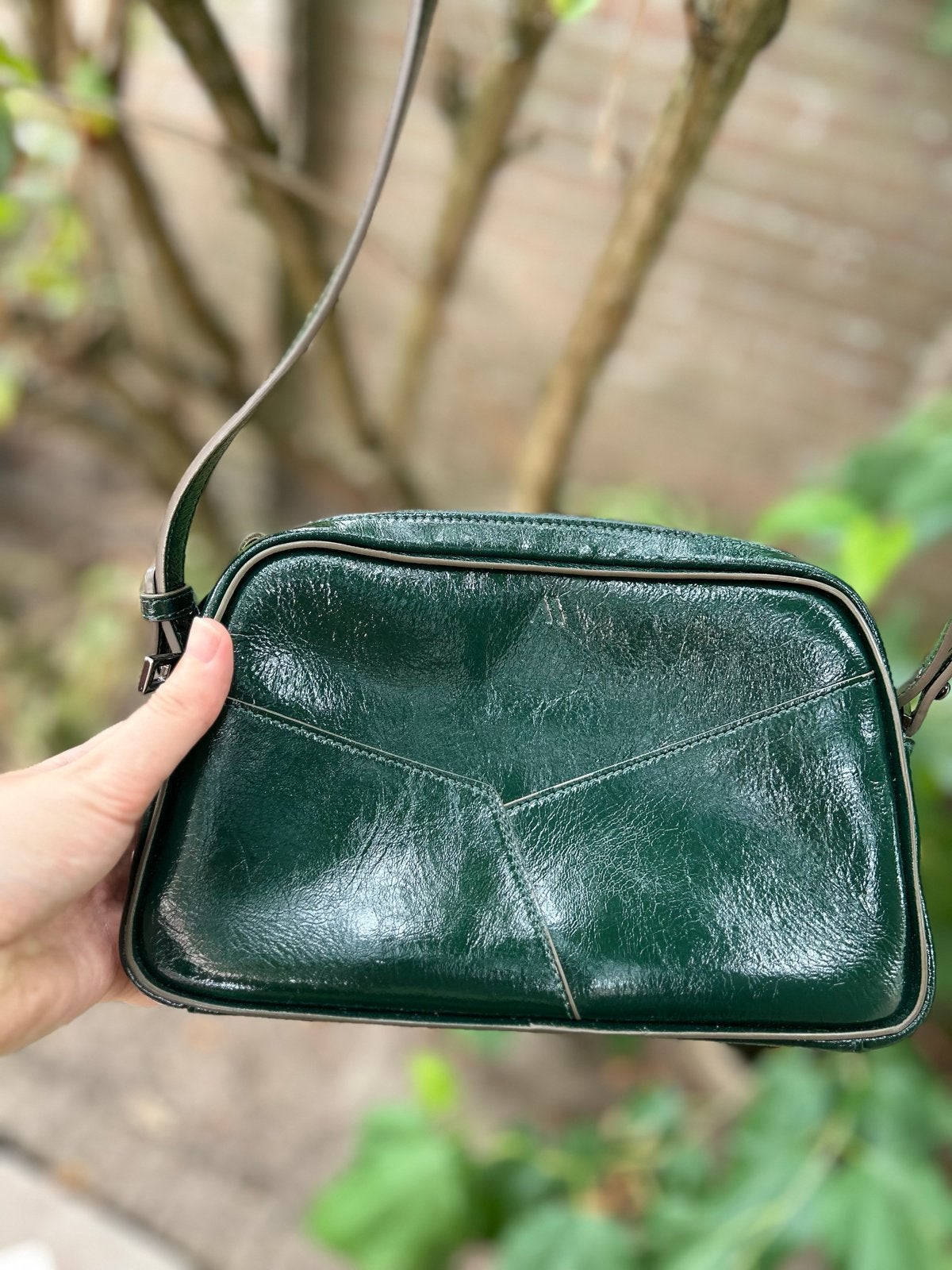 KAAI mini Bowler mosgroen lakleer, Verzenden, Nieuw, Groen, Handtas