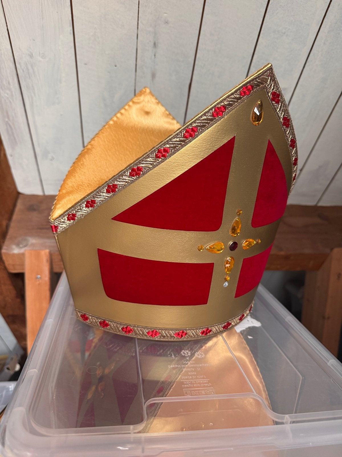 Mijter Sinterklaas maat 61 Stefan band, Ophalen of Verzenden, Zo goed als nieuw
