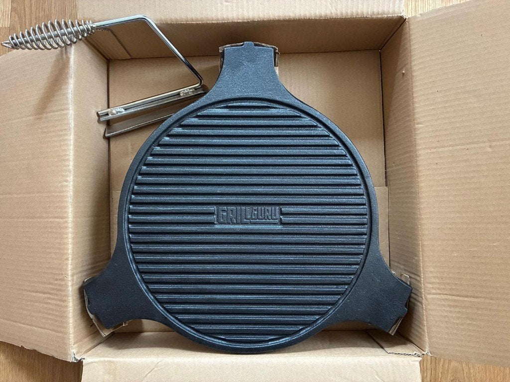 Grill Guru Cast Iron Middle Grill/Plate Setter 33cm + Lifter, Ophalen of Verzenden, Nieuw, Grill Guru