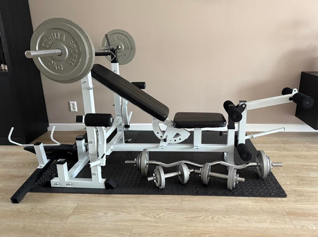 🟢💪Universele Gorilla Sports Halterset gietijzer 108kg, Ophalen, Zo goed als nieuw, Rug, Halterset