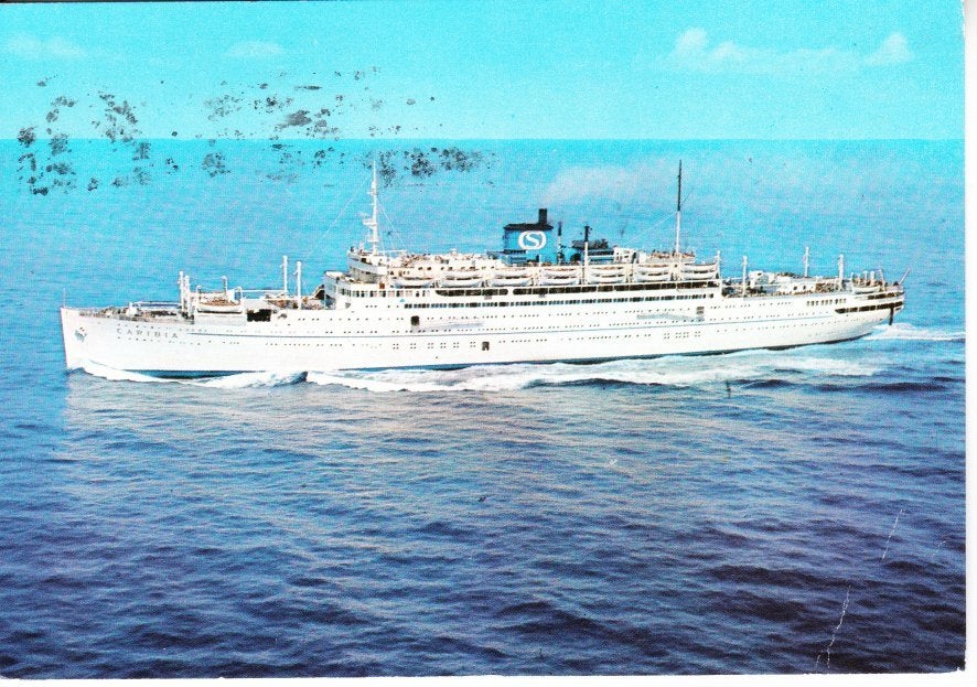 M/n Caribia Siosa Line - Vintage Ansichtkaart, Verzamelen, Scheepvaart, Ophalen of Verzenden, Gebruikt, Motorboot, Kaart, Foto of Prent