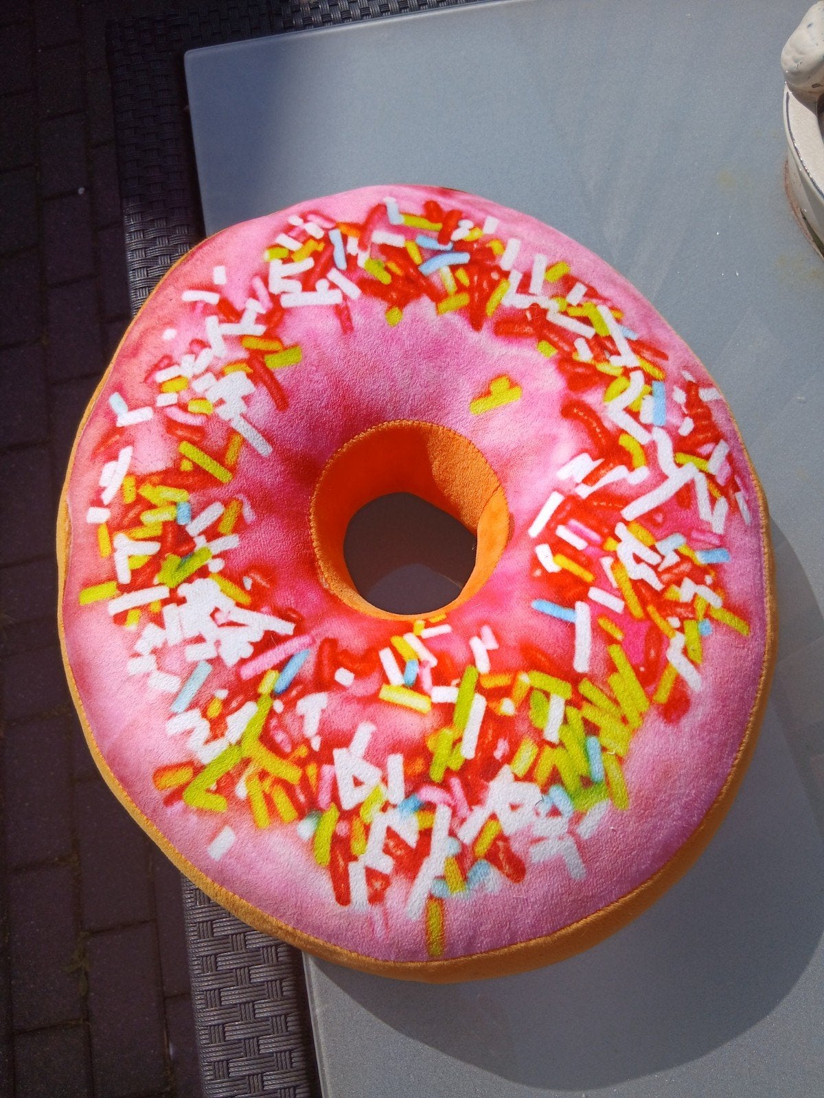 Donut kussen met vrolijke spikkels, Overige merken, Meerkleurig, Rond, Nieuw