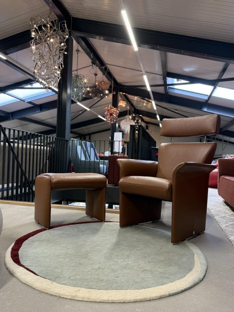 Nieuw Jori Aqua Fauteuil bruin leer Design stoel hoofdsteun