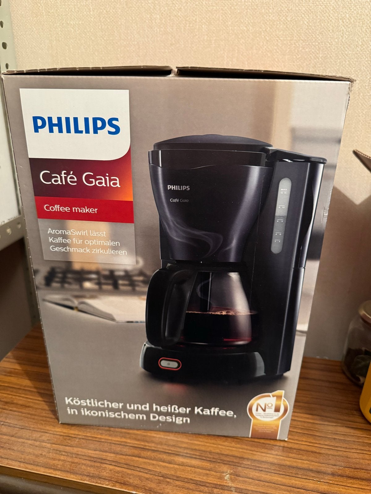 Philips Café Gaia Koffiezetapparaat - nieuw in de doos, Ophalen, Afneembaar waterreservoir, 10 kopjes of meer, Gemalen koffie
