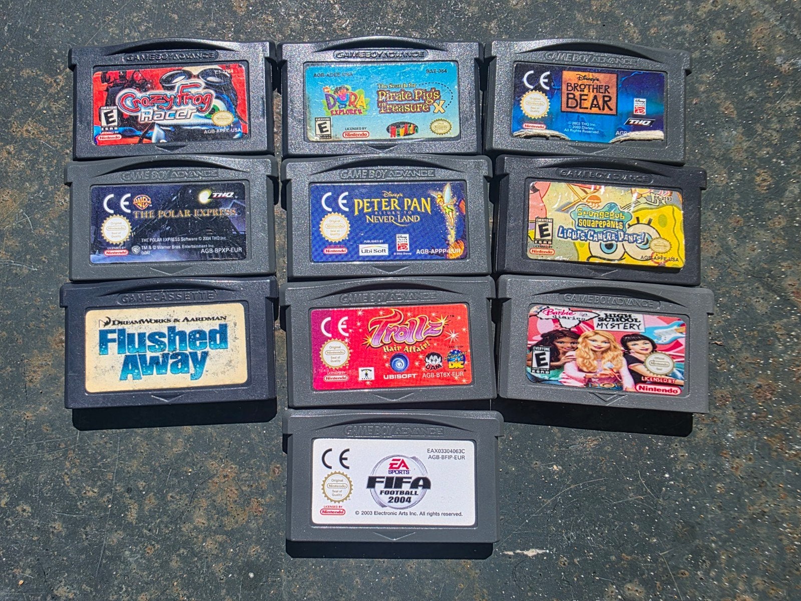 10 GBA Spellen - Flushed Away - trollz - crazy frog racer, Gebruikt, 1 speler, Racen en Vliegen, Ophalen of Verzenden
