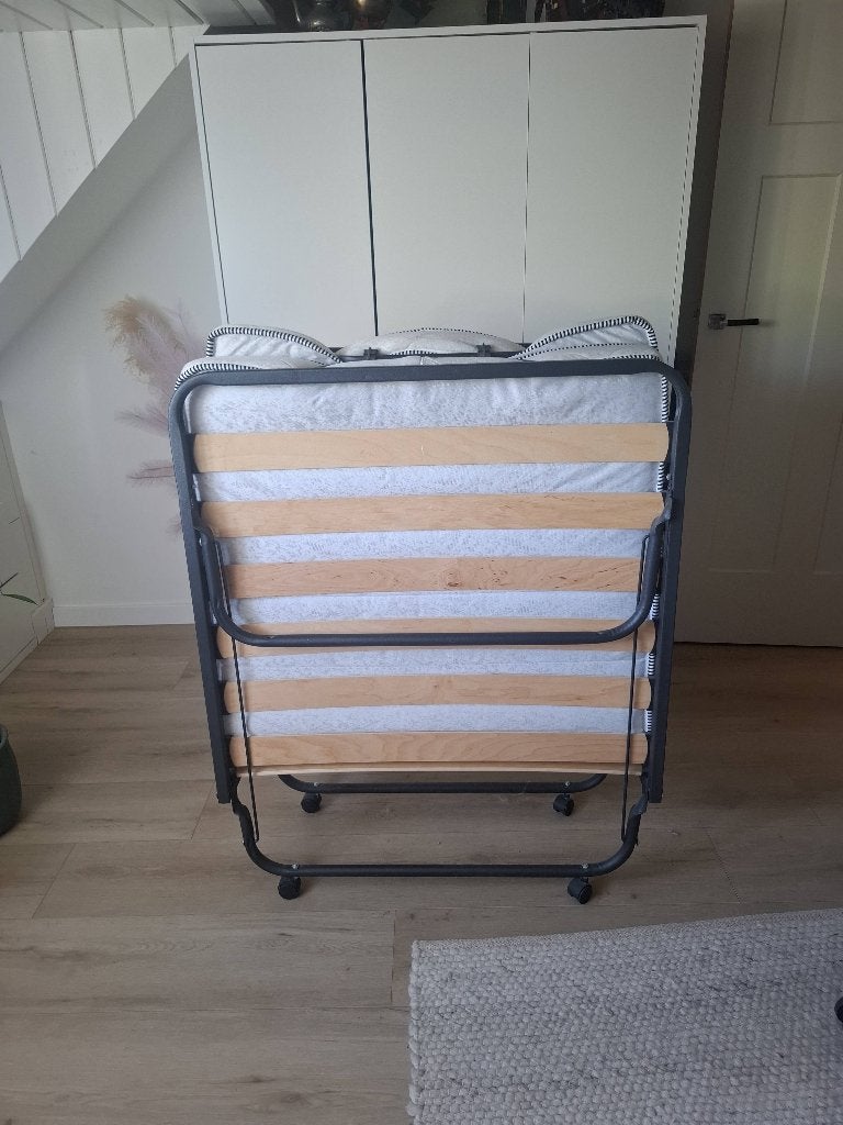 Opklapbed met matras, Ophalen, 90 cm, Eenpersoons, Zwart
