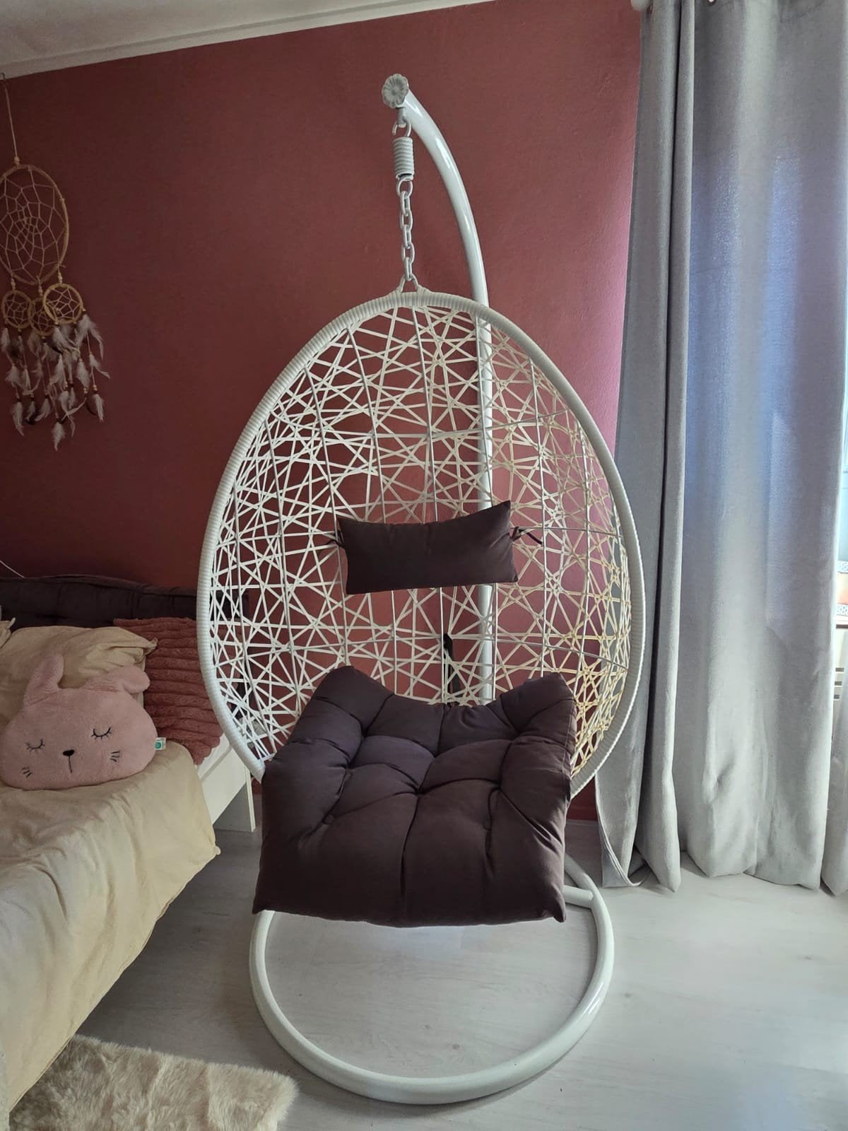 Zo goed als nieuwe hangstoel swing met standaard, Huis en Inrichting, Stoelen, Ophalen, Wit, Zo goed als nieuw, Eén