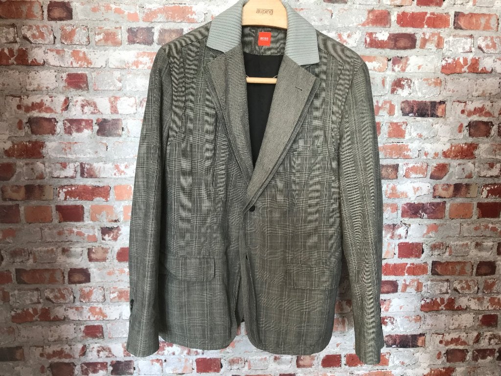 Hugo Boss Colbert jasje bruin grijs ruitje maat 50 medium, Bruin, Maat 48/50 (M), Ophalen of Verzenden, Zo goed als nieuw