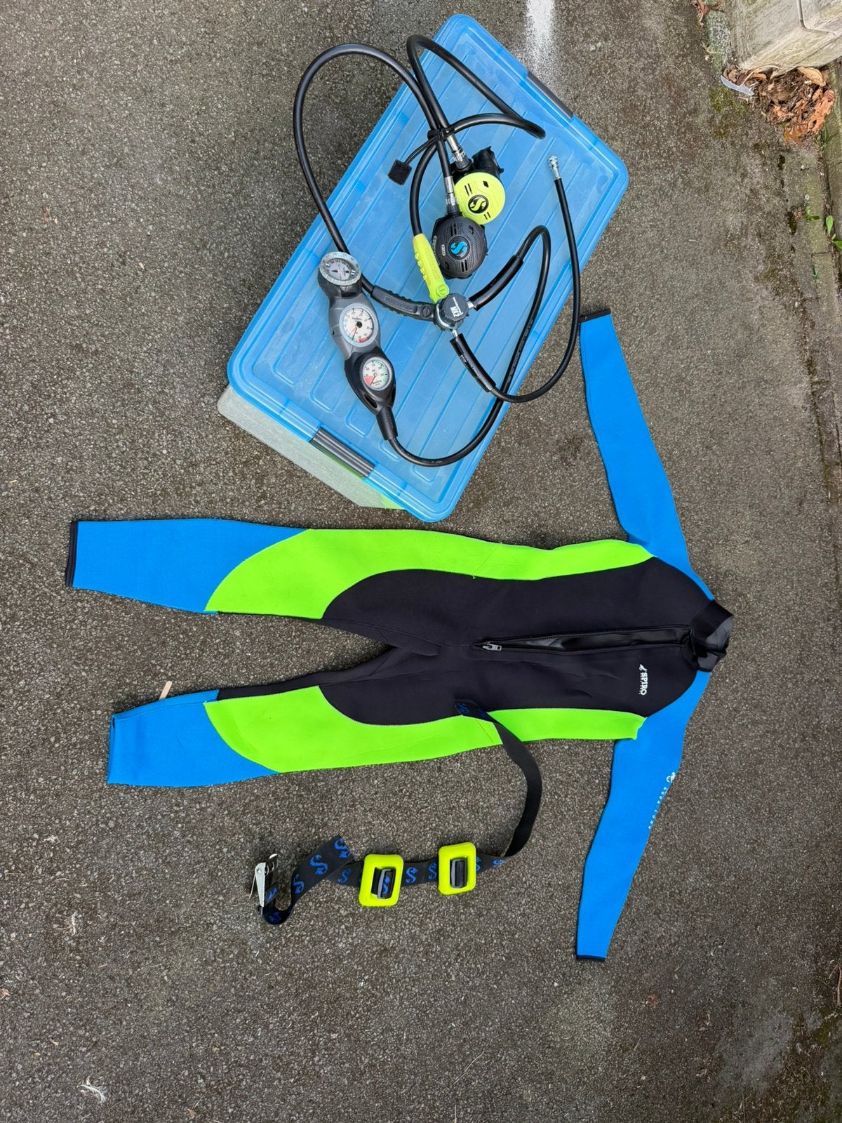 Scubapro adem automaat/duikpak/loodriem, Watersport en Boten, Duiken, Ophalen of Verzenden, Gebruikt, Duikpak