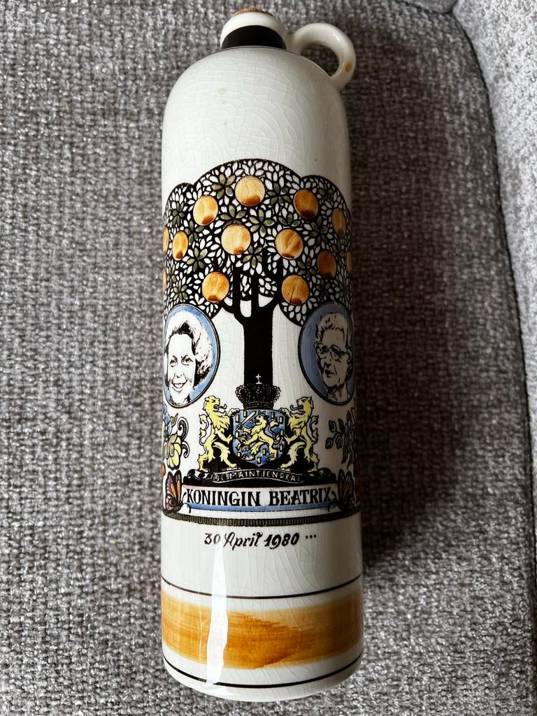 Oranjebitter kruik troonswisseling Juliana/Beatrix 1980, Ophalen of Verzenden