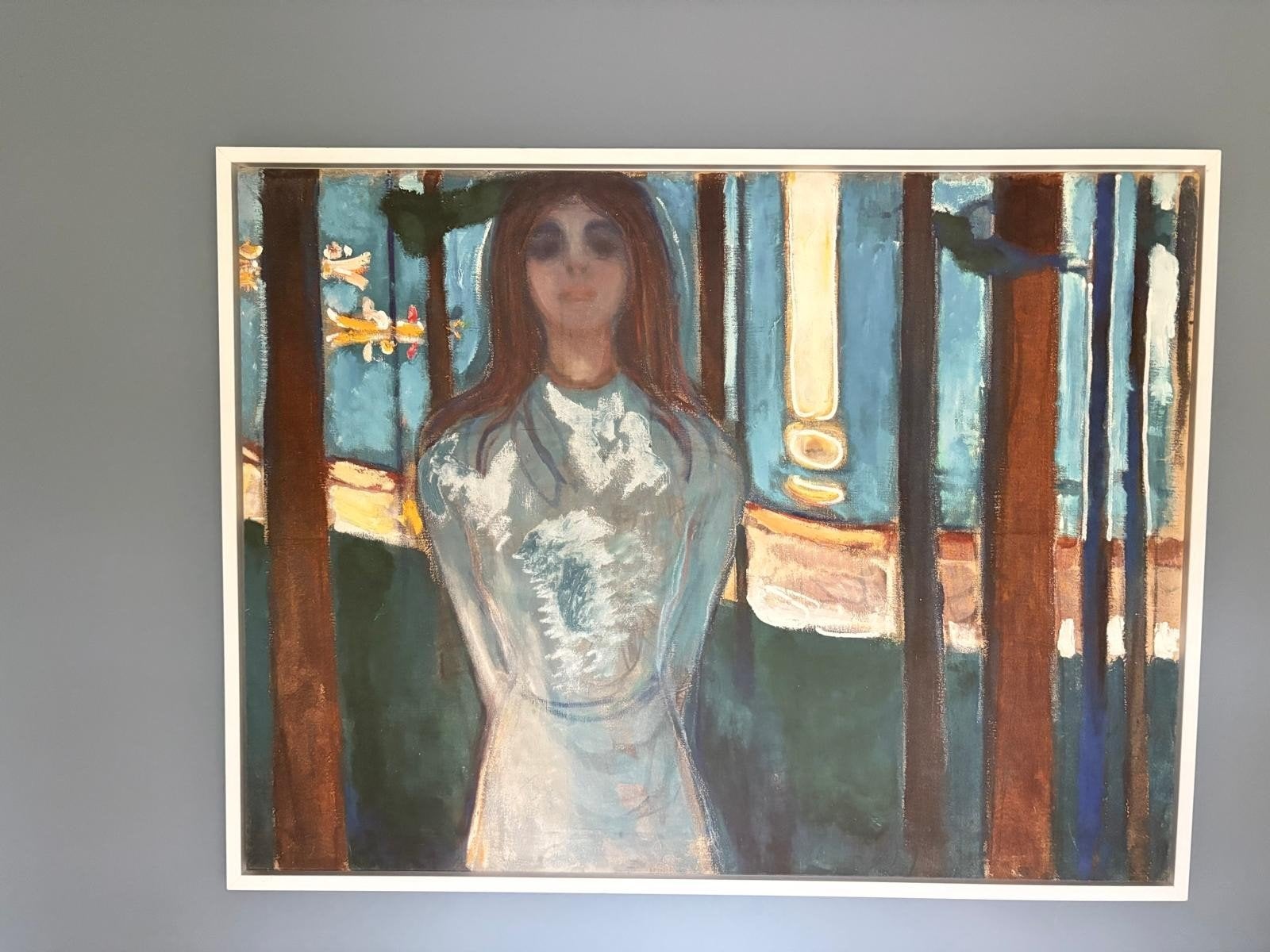 Reproductie "De stem" vann Edvard Munch, Antiek en Kunst, Ophalen, Figuren, Ingelijst, Olieverf