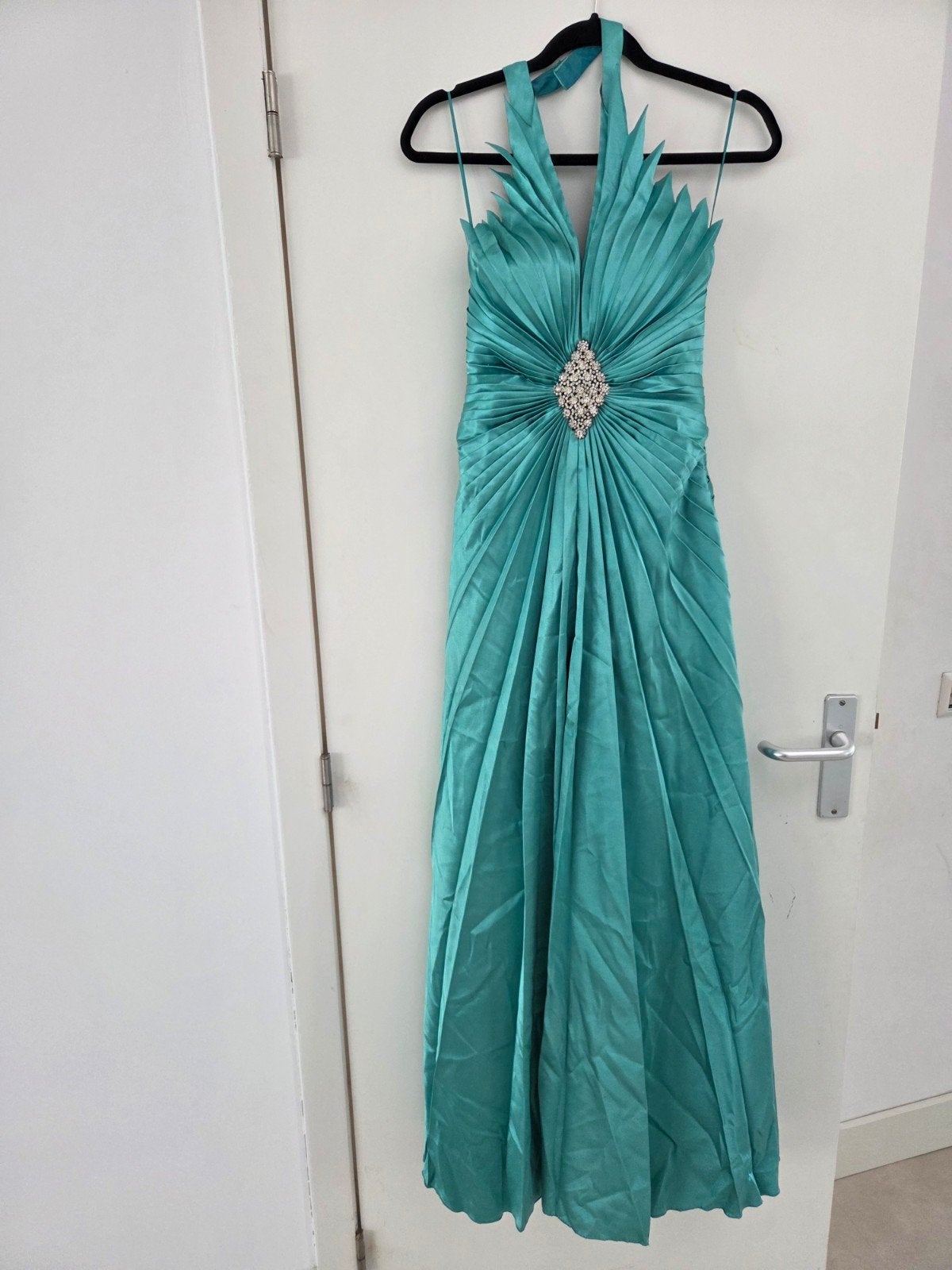 Turquoise Galajurk met Strass Detail - Maat S, Ophalen of Verzenden
