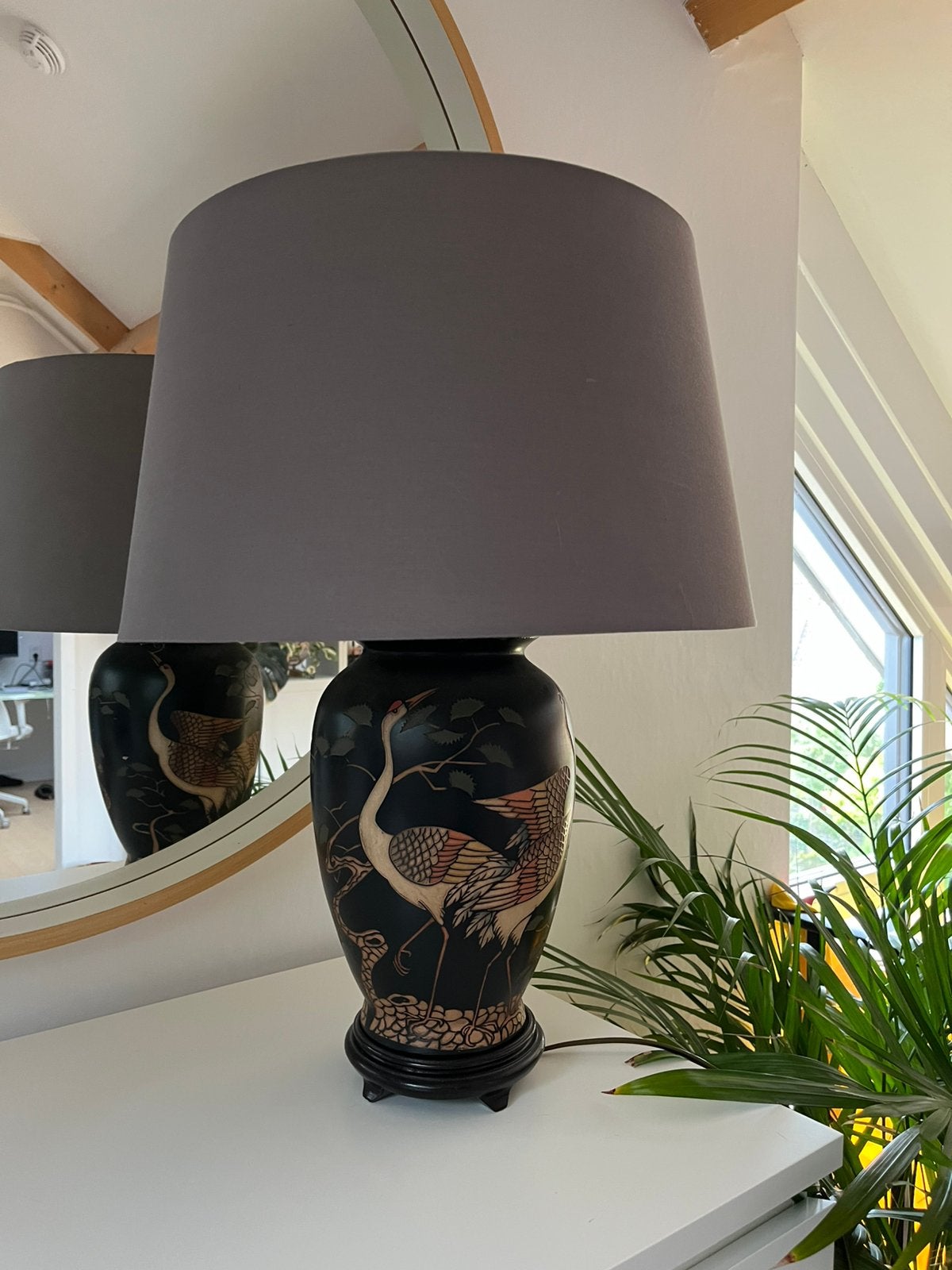Vaaslamp op houten voet 60cm, Ophalen, Zo goed als nieuw