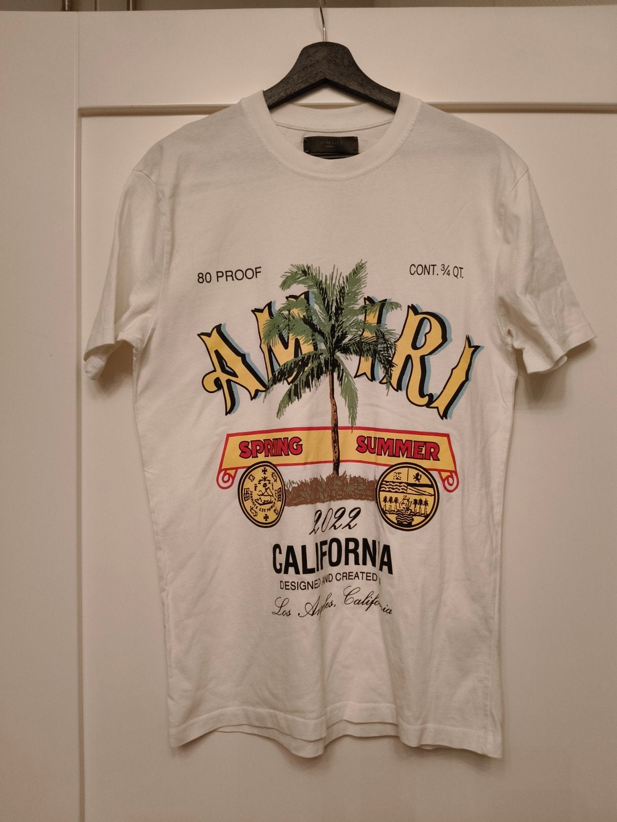 Amiri T-shirt met palmboomprint - Maat S, Kleding | Heren, Wit, Ophalen of Verzenden, Zo goed als nieuw, Amiri