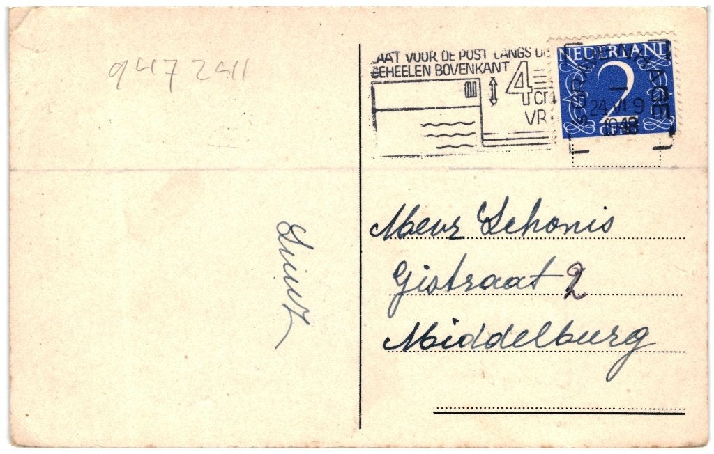 947241	Den Haag	Stadhuis	 	1948	Gelopen met Postzegel, Ophalen of Verzenden, 1940 tot 1960, Gelopen, Zuid-Holland
