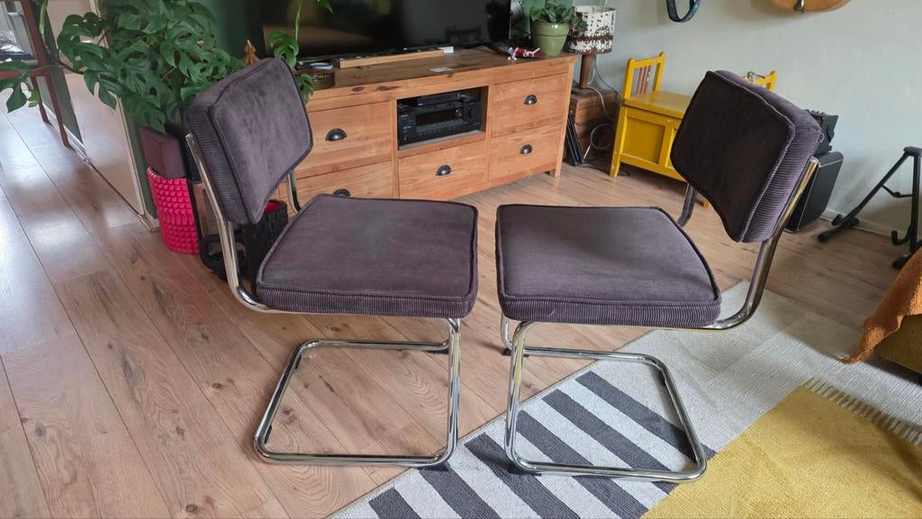 2 stalen frame buisstoelen, Huis en Inrichting, Complete inboedels, Ophalen