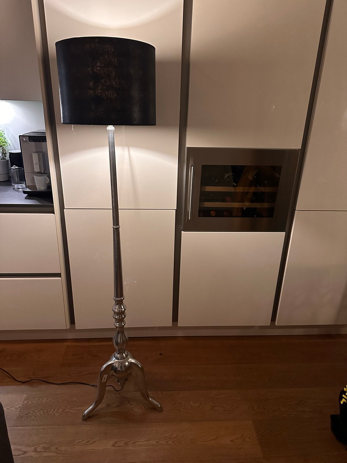 Van Roon Living vloerlamp – 166 cm – zilver/zwart, Ophalen, E27 (groot), Zo goed als nieuw, Metaal