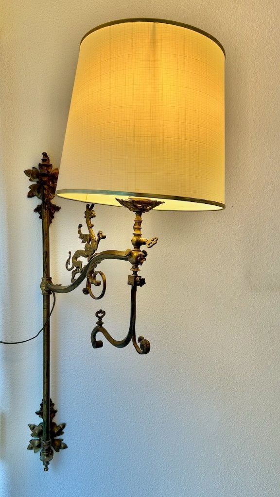 Wandlamp in dekoratief smeedwerk Brons kleur, Gebruikt, Met schakelaar, Overige kleuren, Metaal