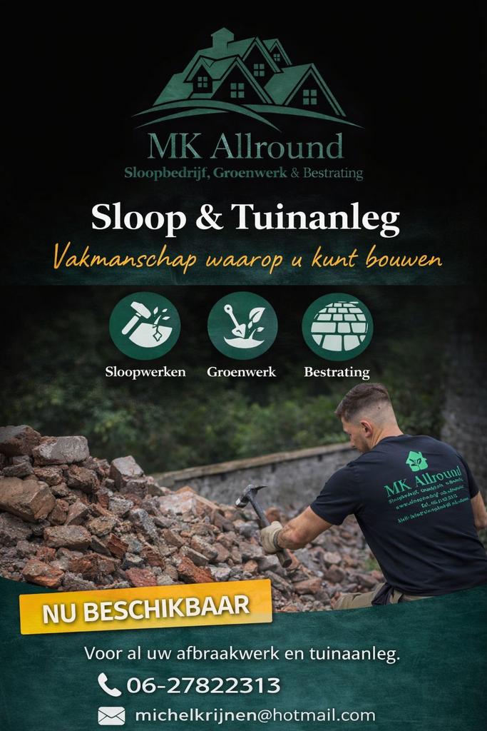 Sloopwerk & Tuinaanleg – MK Allround | Direct beschikbaar
