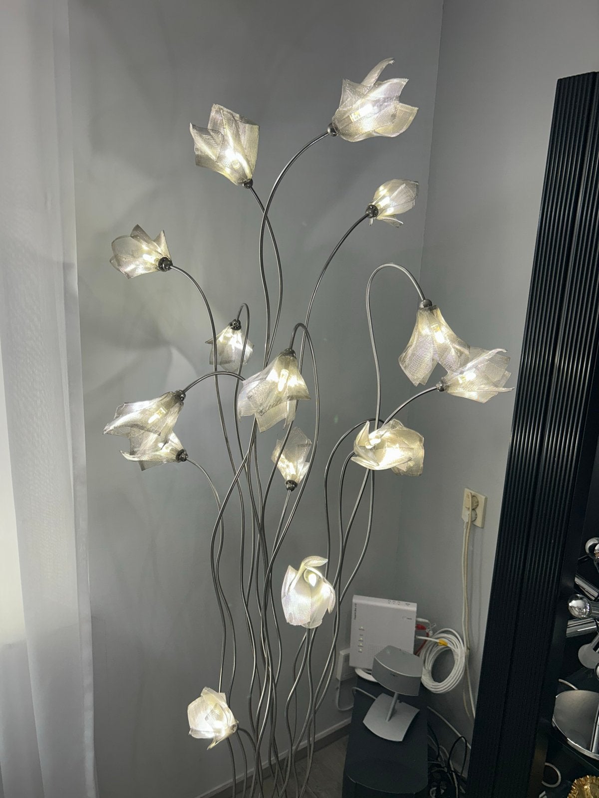 Moderne Harco loor bloemen vloerlamp -  verlichting, Overige fittingen, Ophalen of Verzenden, Zo goed als nieuw, Metaal