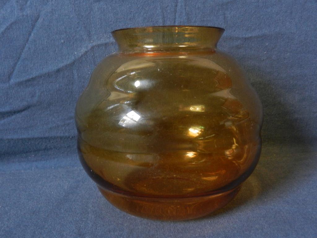 Glazen violen vaas Andries Copier 1923 amber h 11,5 cm chip, Antiek en Kunst, Ophalen of Verzenden