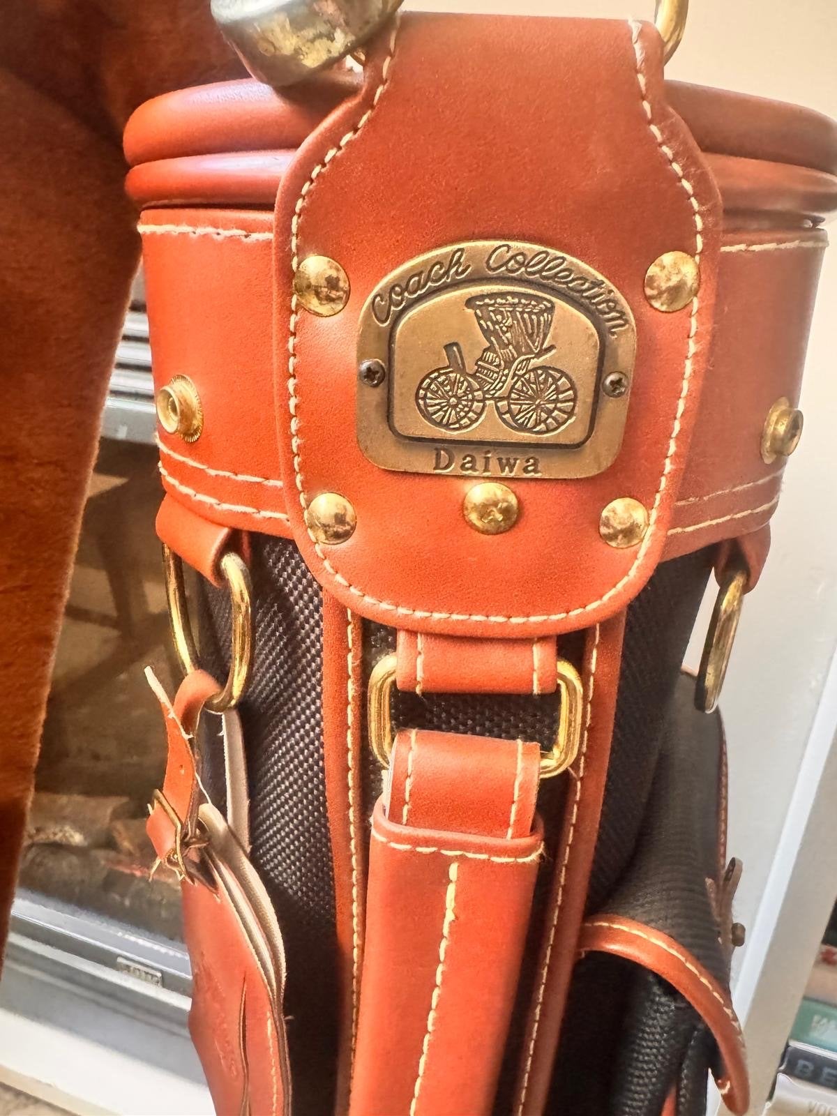 Vintage Daiwa Coach Collection Golftas - Zwart/Bruin Leer, Ophalen of Verzenden, Nieuw, Tas, Overige merken