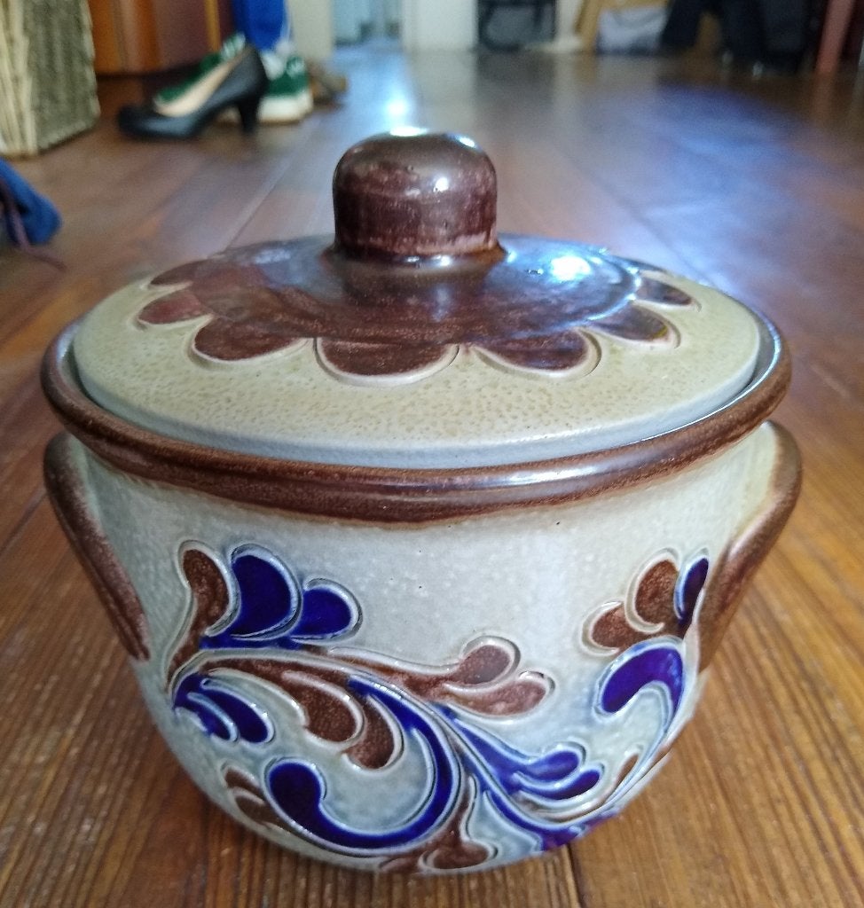 Steengoed Westerwald Pot met deksel in Zoutglazuur   RZ, Antiek en Kunst, Antiek | Keramiek en Aardewerk, Ophalen of Verzenden