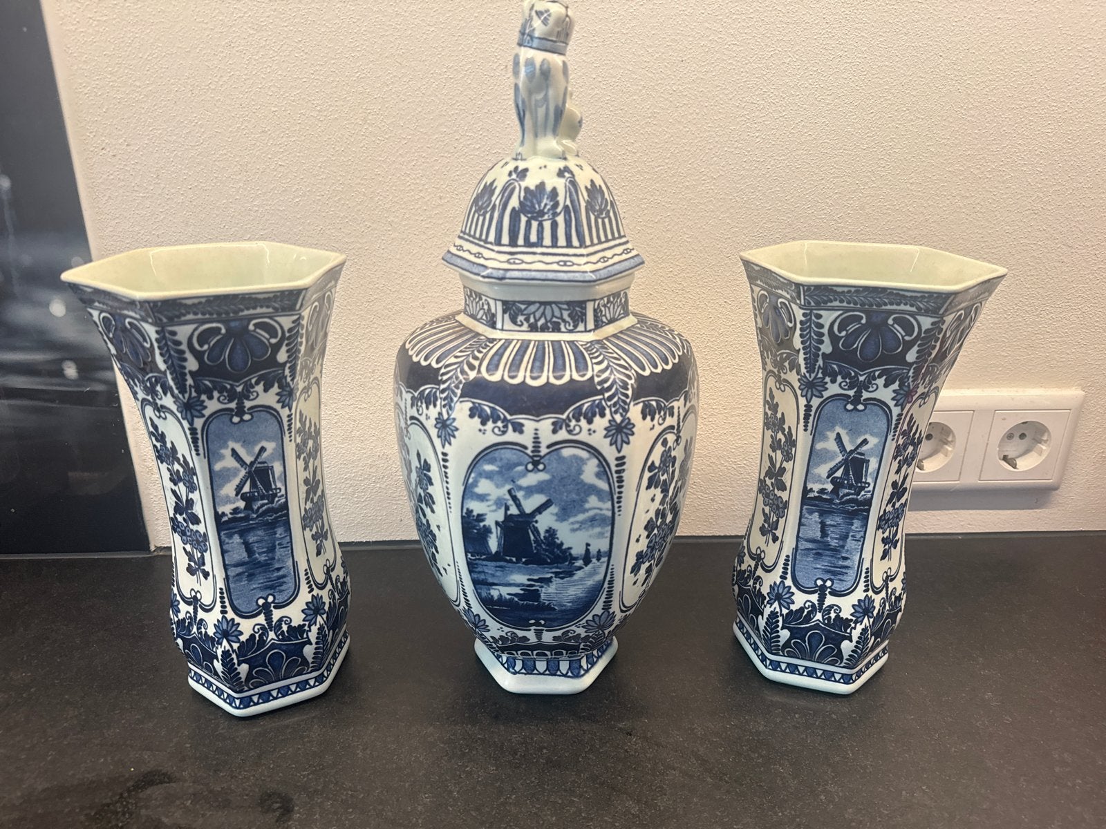 Prachtig Delfts Blauw kaststel Vazen - Royal Boch Holland, Ophalen